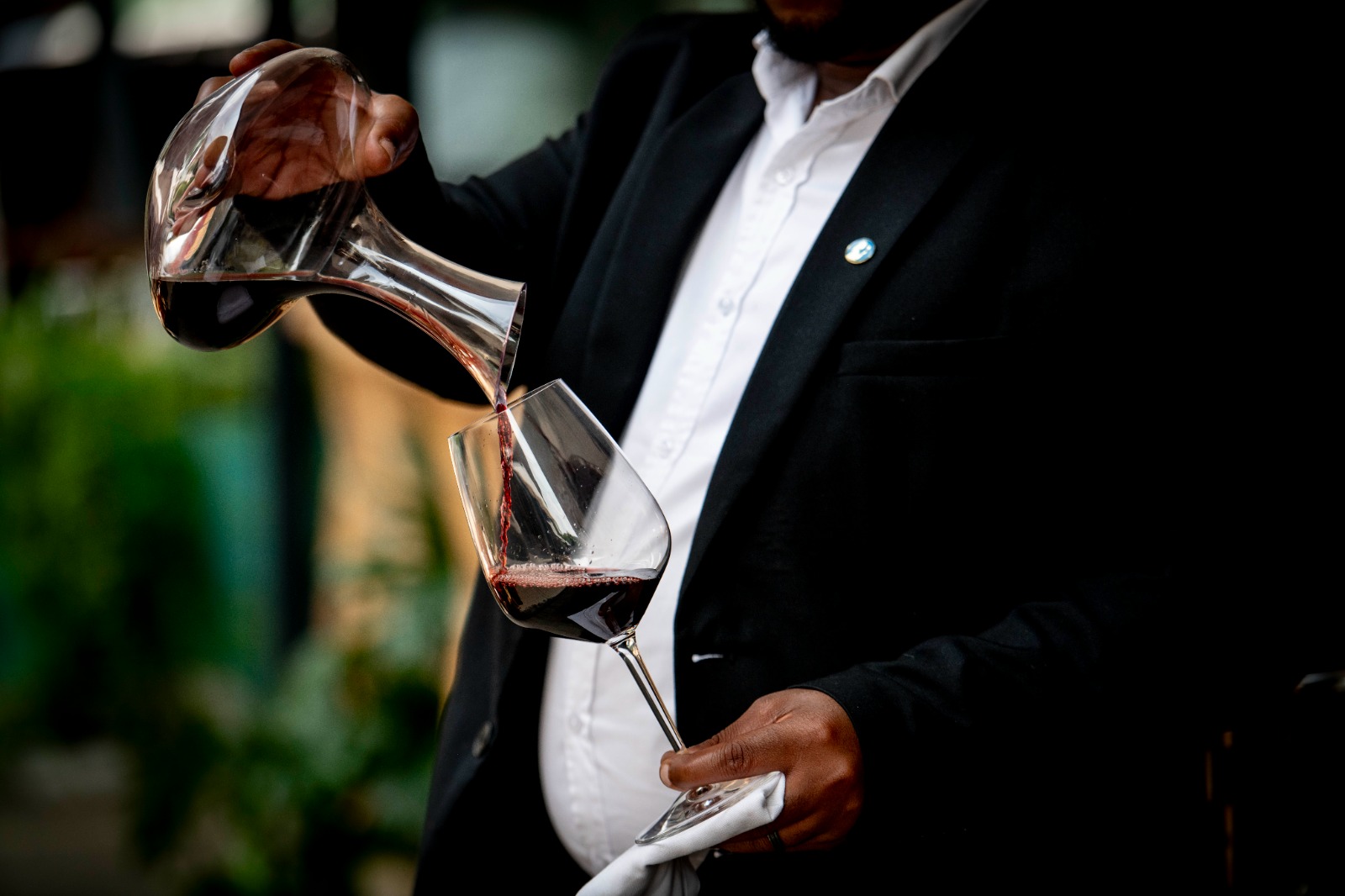 Wine being decanted
